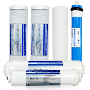 Complete Replacement Filter Set for 6-Stages Alkaline 50 GPD Reverse Osmosis System