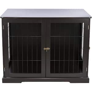 Furniture Style Dog Crate, Indoor Kennel, Pet Home, End Table or Nightstand with 2-Doors, Brown, Large