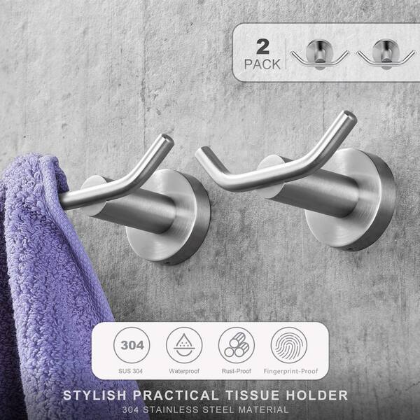 Knob-Hook Double Robe/Towel Hook in Brushed Nickel 2-Pieces