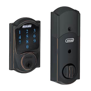 Camelot Aged Bronze Electronic Connect Smart Deadbolt with Alarm - Z-Wave Plus Enabled