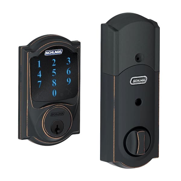 Schlage Camelot Aged Bronze Connect Smart Z-Wave Door Lock with Alarm