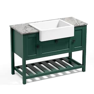 48 in. W x 22 in. D x 35 in. H Freestanding Bath Vanity in Green with MDF Top with White Fireclay Basin