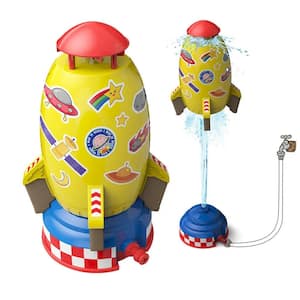 Rocket Sprinkler Spinning Flying Children's Outdoor Water Playing Toy Fun Interaction in Garden Lawn Watering Toy Yellow