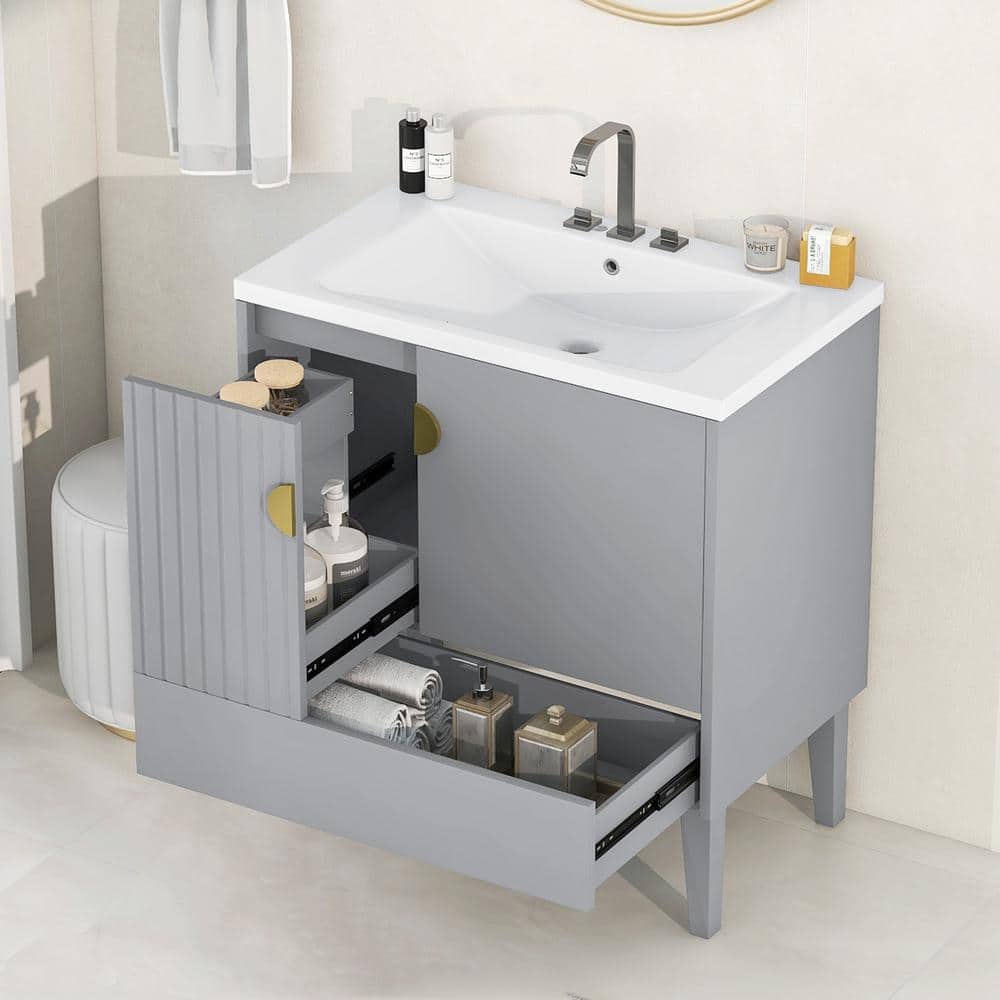 Magic Home 30 in. Freestanding Multi-functional Storage Bathroom Vanity ...