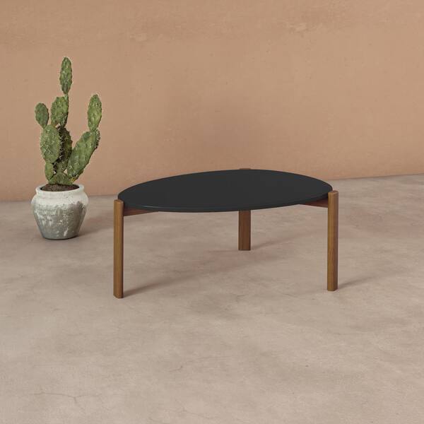 Manhattan Comfort Mid-Century Modern Gales Coffee Table with Solid Wood Legs in Matte Black Manhattan Comfort Mid-Century Modern Gales Coffee Table with Solid Wood Legs in Matte Black