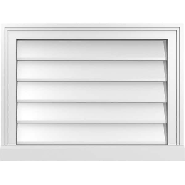 Ekena Millwork 24 in. x 18 in. Vertical Surface Mount PVC Gable Vent: Decorative with Brickmould Sill Frame
