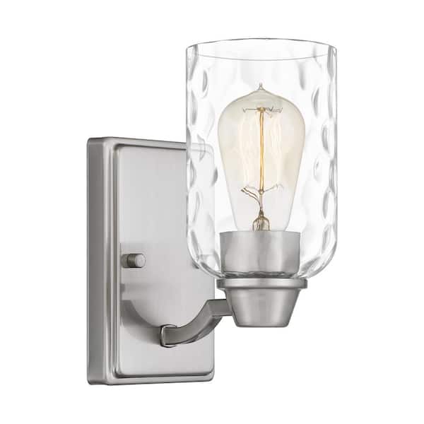 Quoizel Acacia 1-Light Brushed Nickel Wall Sconce with Clear Water Glass