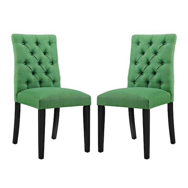 MODWAY Modway Duchess Modern Tufted Button Upholstered Fabric Parsons 2-Dining Chairs in Green