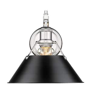 Orwell 1-Light Chrome with Black Shade Wall Sconce