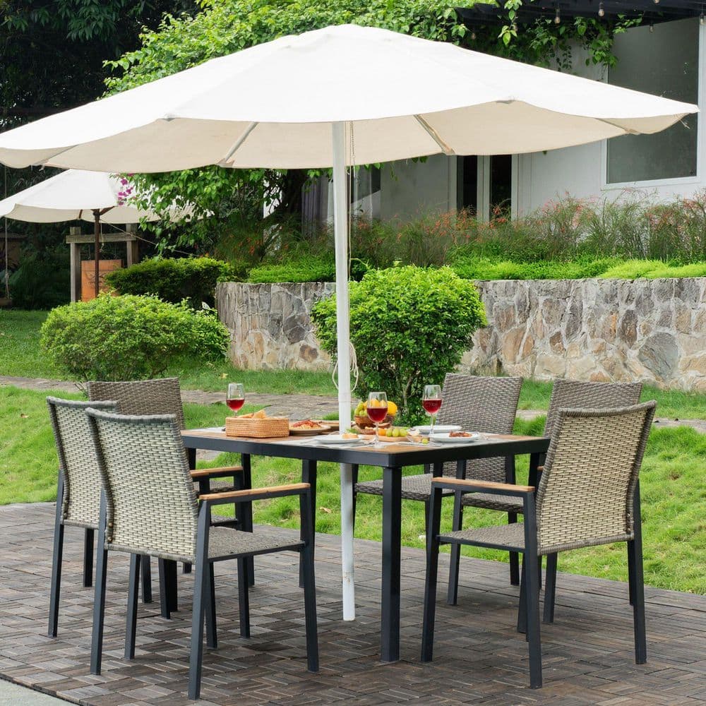 adams portobello resin patio umbrella base Outsunny Round Base, 26 lbs Umbrella Stand Base, Heavy Duty Patio Umbrella Holder for 1.3