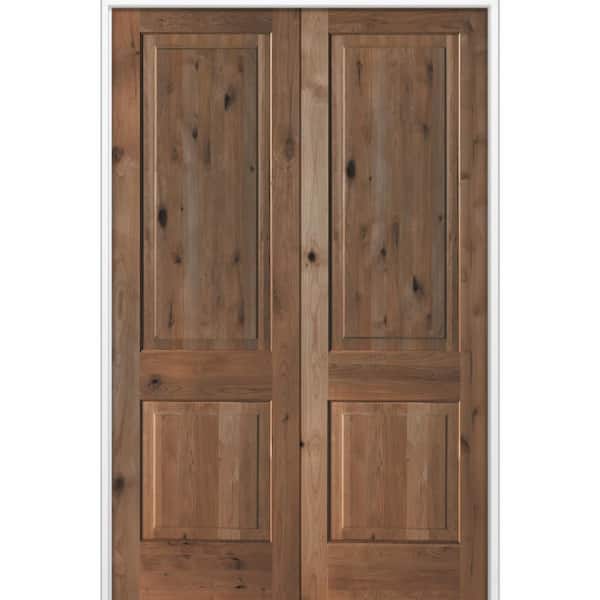 Krosswood Doors 60 in. x 80 in. Rustic Knotty Alder 2-Panel Both Active ...