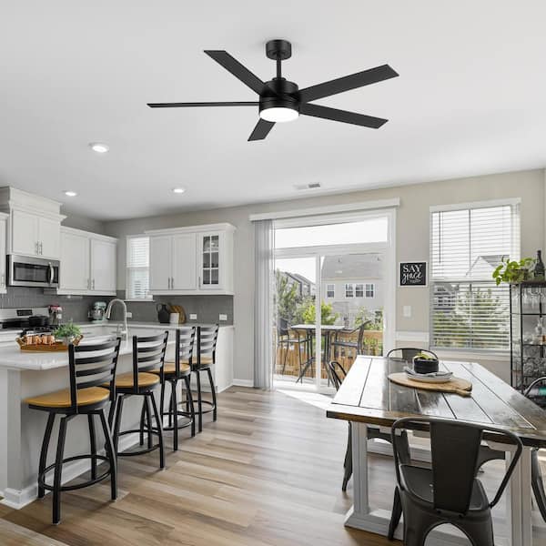 Osborn 56 in. Indoor Black Ceiling Fan with Color-Changing LED Light, Reversible Blades and Remote Included