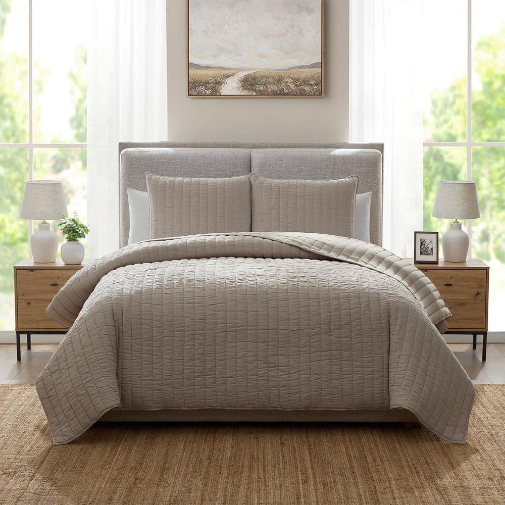 【euw】nuance quilting tulle outer / beige Tache Plush Dreams Sand Taupe Beige Tufted Velvet Quilt Set (JHW-853B)