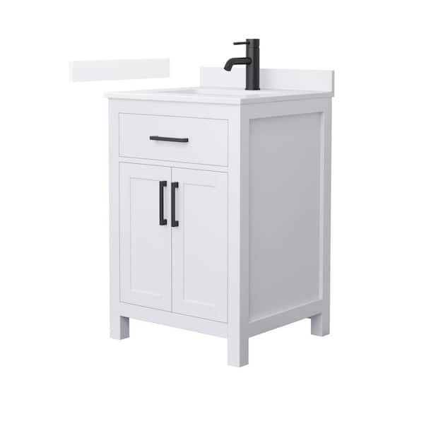 Beckett 24 in. Single Freestanding White Bath Vanity with White Quartz Top (Assembled)