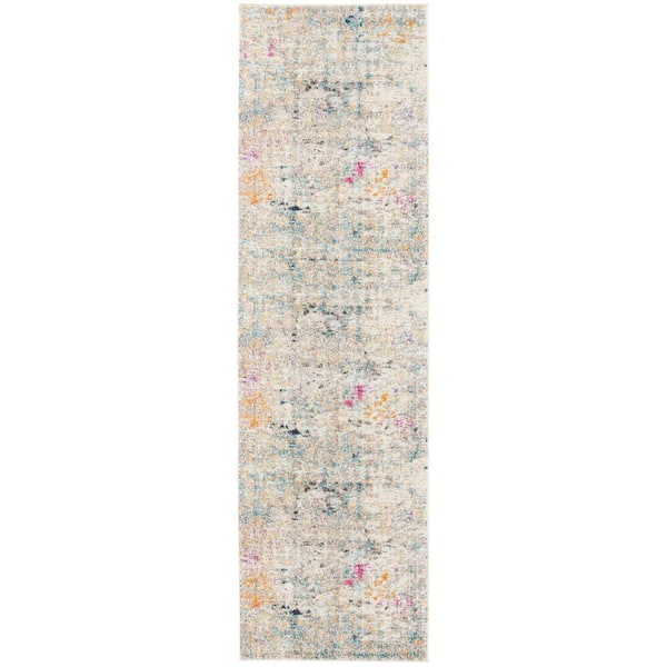 SAFAVIEH Madison Gray/Gold 2 ft. x 10 ft. Geometric Abstract Runner Rug