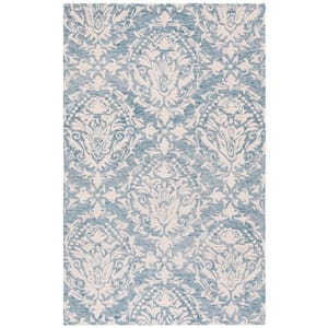 Blossom Blue/Ivory 4 ft. x 6 ft. Geometric Diamond Floral Area Rug