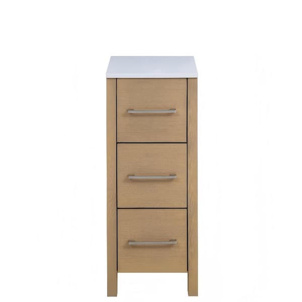 Vanity Art 12 in. W x 18.5 in. D x 29 in. H Bath Vanity Cabinet without Top in Natural Oak with Engineered Marble Top