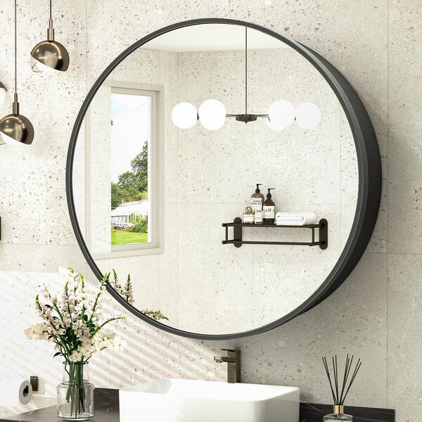 allen + roth Maximum Storage 15-in x 24-in Fog Free Surface Mount Silver Mirrored Soft Close Medicine Cabinet