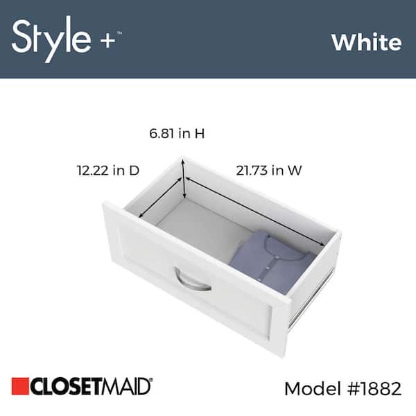 ClosetMaid Style+ 10 in. H x 25 in. W White Shaker Drawer ClosetMaid Style+ 10 in. H x 25 in. W White Shaker Drawer
