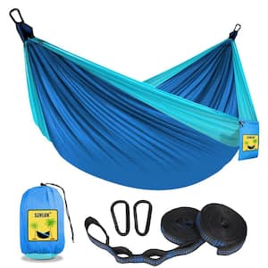 8.8 ft. Portable Camping Double and Single Hammock with 2 Tree Straps in Dark Blue