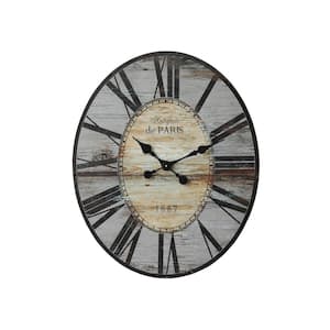 Distressed Grey Wood Wall Clock