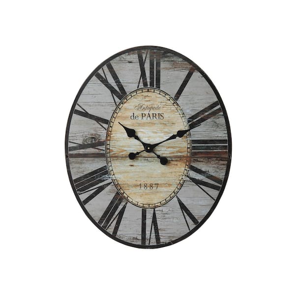 Storied Home Distressed Grey Wood Wall Clock