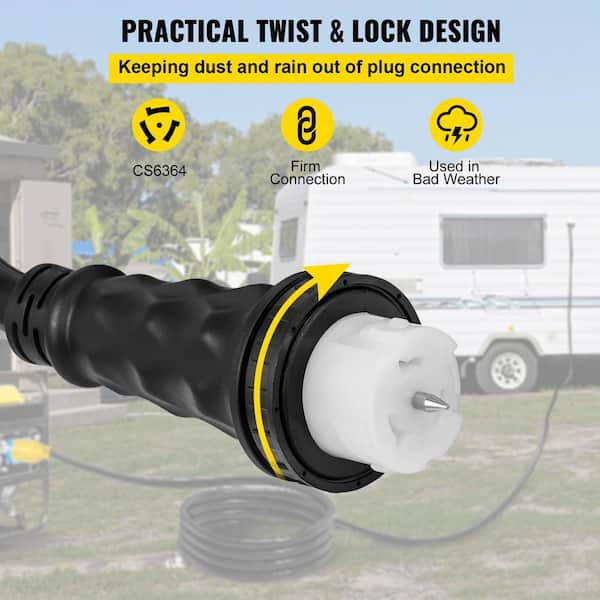 10 ft. Generator Extension Cord 250-Volt 50 Amp UL Listed Generator Power Cord with Twist Lock Connectors