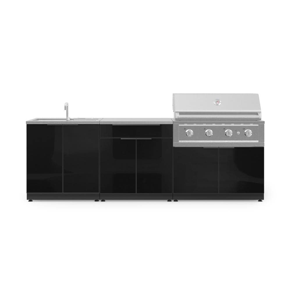 Outdoor Kitchen 104in.W x 24in.Dx 48.5in.H Aluminum Black 5-Piece Cabinet Set w/ 40 in. Performance Liquid Propane Grill price history on PriceWatchPro