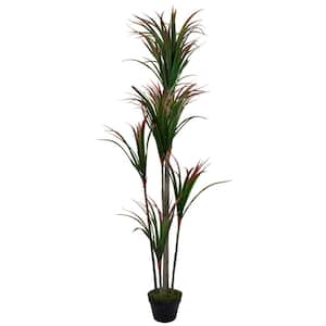 67 in. Green and Red Artificial Dracaena Marginata Potted Plant