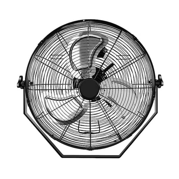 18 in. Black Industrial Wall Mount Fan 3-Speed Indoor/Outdoor Commercial Ventilation Metal High Velocity Fan