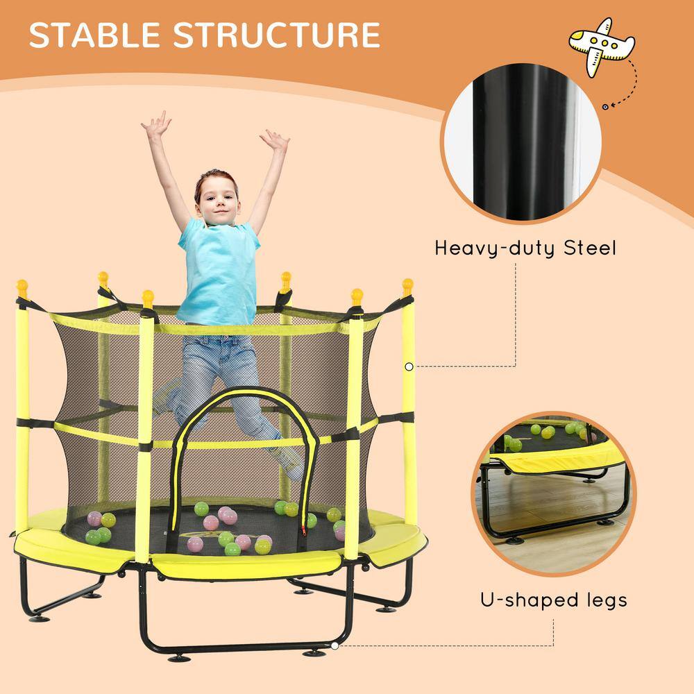 55-Inch Blue Kids' Trampoline with Safety Enclosure