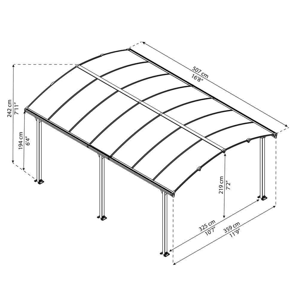 Tucson 12' x 16' Gray and Bronze Aluminum Gazebo