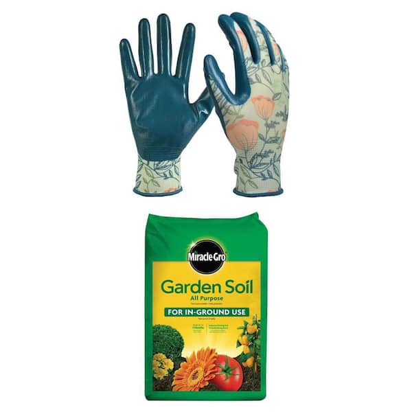 Women's Medium Nitrile Coated Garden Gloves and 0.75 cu. ft. All Purpose Garden Soil