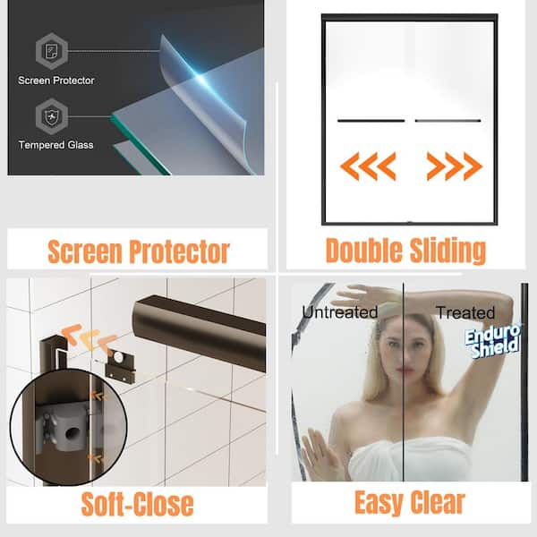 56 in. - 60 in. W x 72 in. H Sliding Framed Shower Door in Oil Rubbed Bronze with Clear Glass