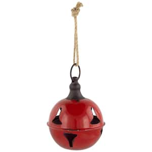 7 in. Red Metal Jingle Bell Hanging Christmas Decoration