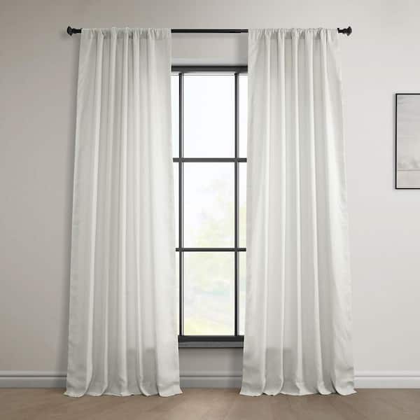 Exclusive Fabrics & Furnishings Warm White Euro Linen Rod Pocket Light Filtering Curtain - 50 in. W x 108 in. L (1 Panel)