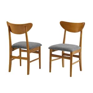 Landon Acorn Wood Dining Chairs with Upholstered Seat (2-Piece)