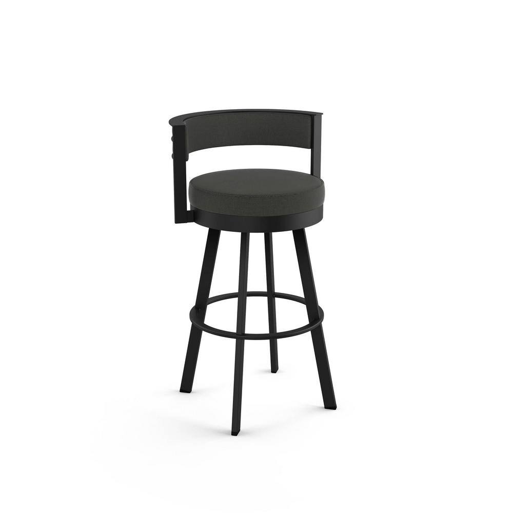 Amisco Browser 26 in. Charcoal Grey Polyester Black Metal Swivel Counter Stool, Charcoal Grey Polyester / Black Metal