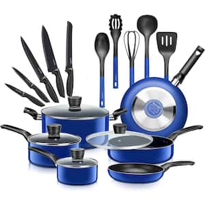 20-Piece Blue Aluminum Nonstick Cookware Set
