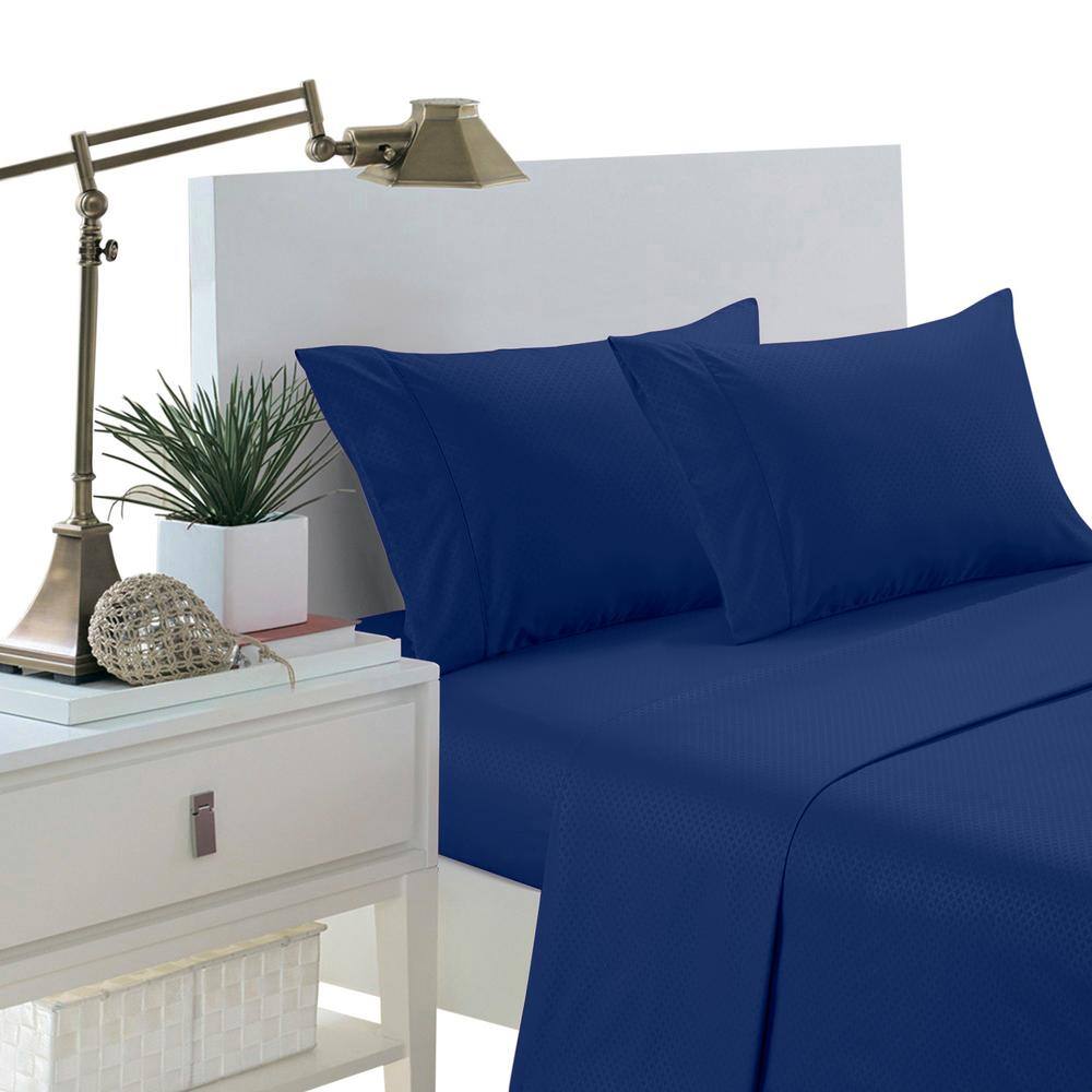 Brushed Extra Soft 1800 Series Navy Twin XL Microfiber Luxury Embossed Deep