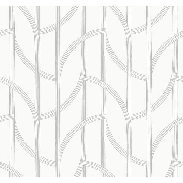 Salvo Silver Curved Contours Wallpaper Sample