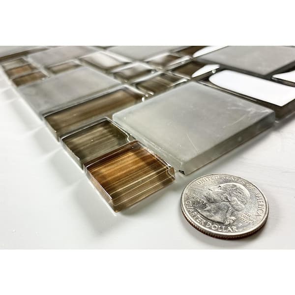 Handicraft Brown 12 in. x 12 in. Stained Glass Mosaic Wall and Pool Tile (15.75 sq. ft./case)