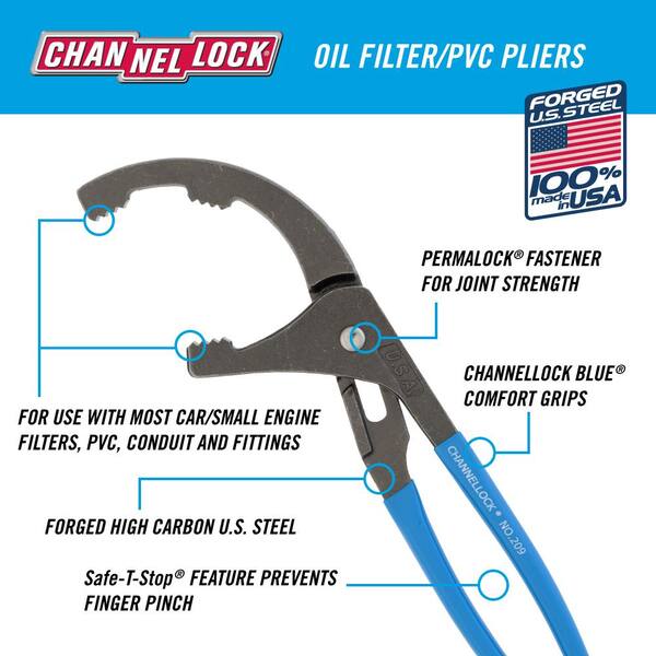 Channellock 9 in. Oil-Filter and PVC Slip-Joint Pliers 209 - The Home Depot
