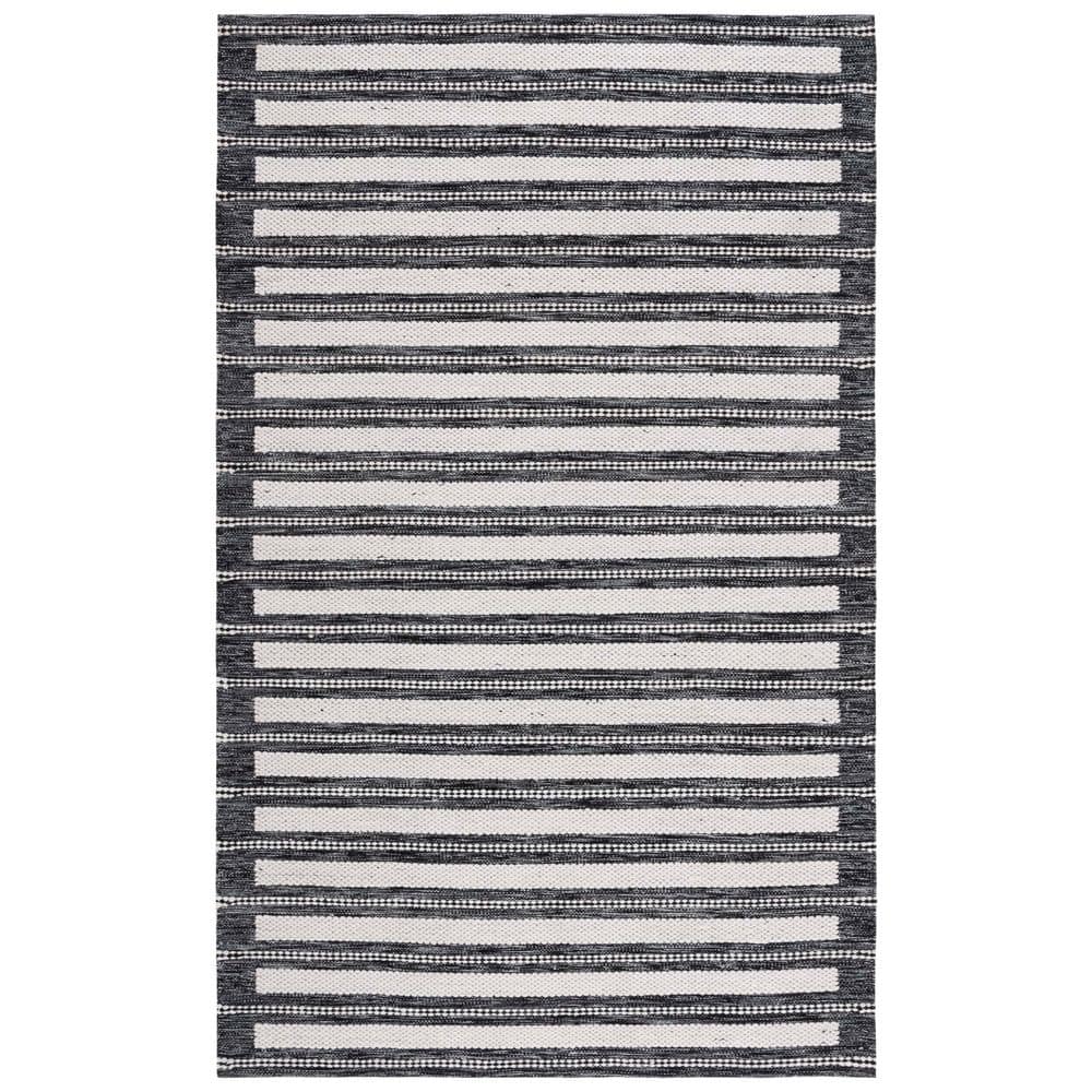 Kilim 3 ft. x 5 ft. Black/Ivory Striped High-Low Area Rug price history on PriceWatchPro