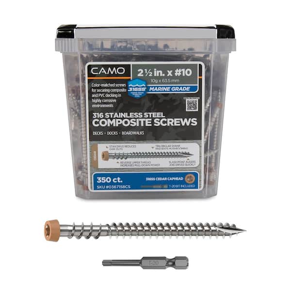 #10 2-1/2 in. 316 Stainless Steel Star Drive Cedar Composite Deck Screws (350-Count)