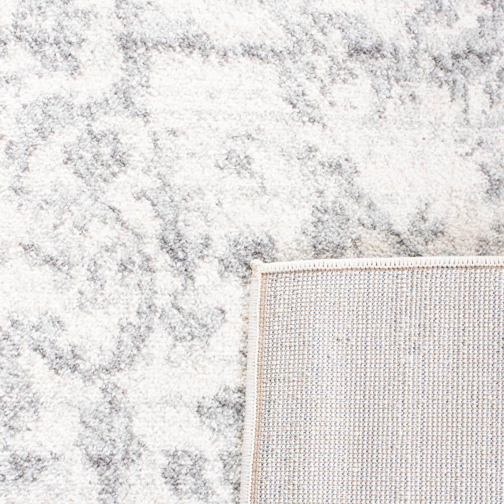 Elegant Ivory Silver 3' x 3' Square Synthetic Area Rug