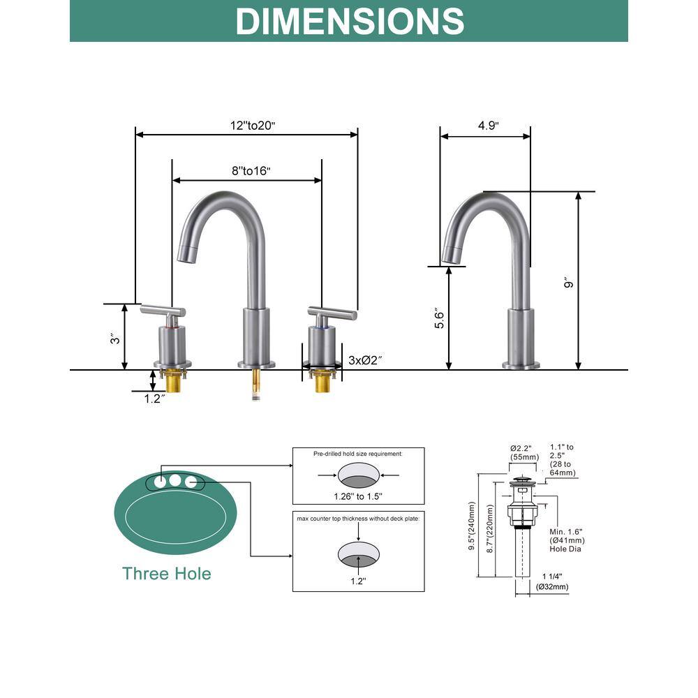 Brushed Nickel Double Handle High Arc Bathroom Faucet