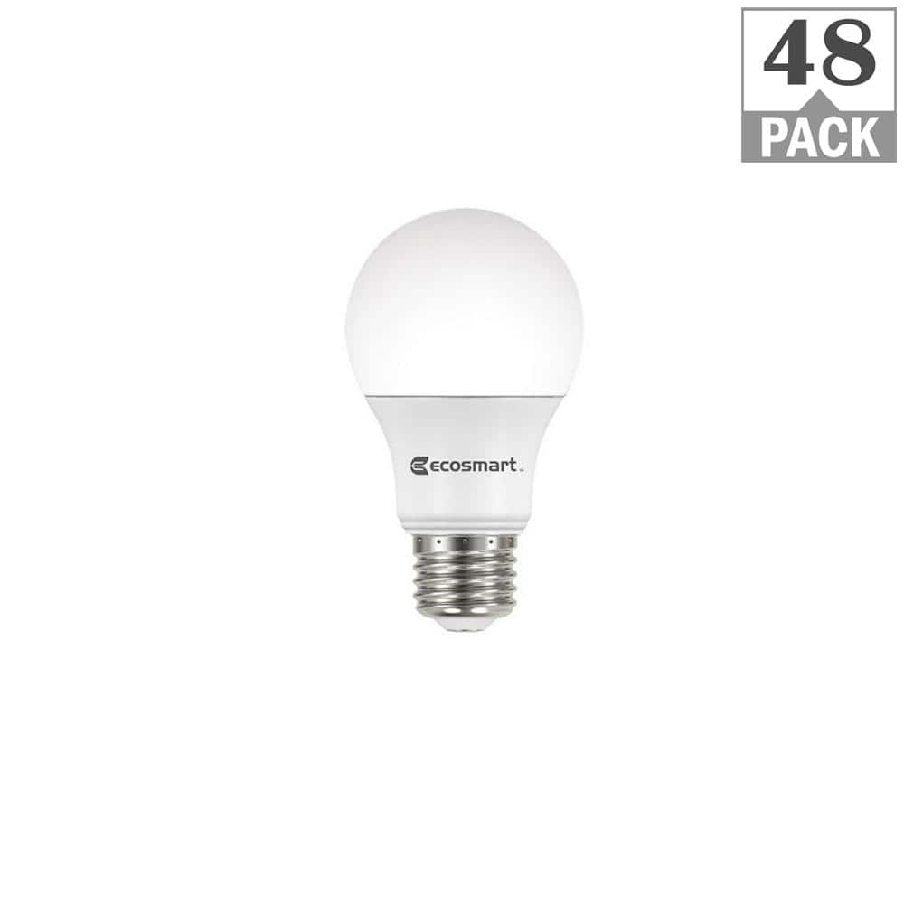 EcoSmart 60-Watt Equivalent A19 Dimmable ENERGY STAR LED Light Bulb, Daylight (48-Pack)