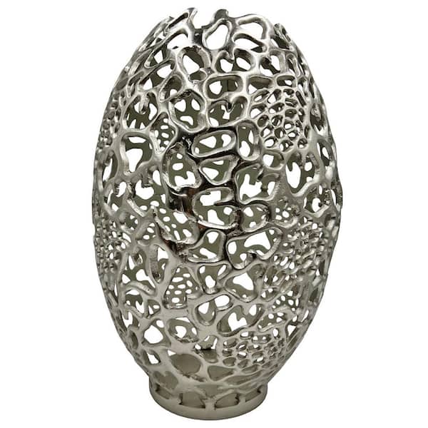 castellousa 19.5 in. Lace Vortex Vase in Nickel