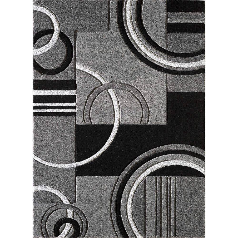 Dark Blue Polypropylene 4 ft. x 6 ft. Geometric Indoor Area Rug